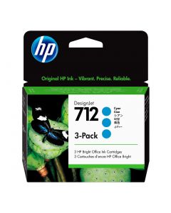Cartucho de Tinta HP 712 Ciano PLUK 29ml 3 unidades - 3ED77A