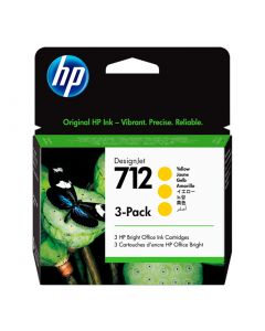 Cartucho de Tinta HP 712 Amarelo PLUK 29ml 3 unidades - 3ED79A