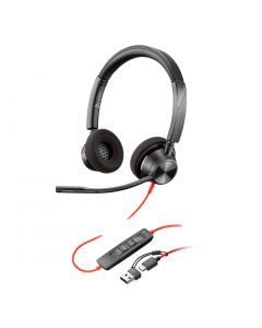 Headset HP Poly Blackwire C3320 USB-C/A Preto - 8X219AA